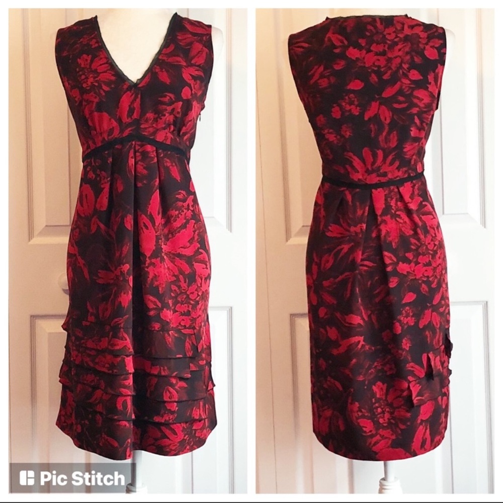 Simply Vera by Vera Wang Red Floral Cocktail Dress 16